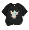 Kids Boys Girls Cute Flying Winged Star Print T-Shirt, 100% Cotton Casual Short Sleeve Crew Neck Tees, Adorable Cartoon Glowing Sparkly Star Pattern S