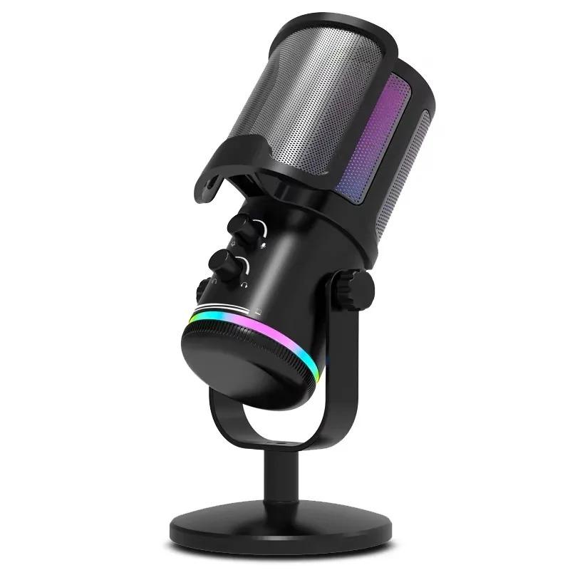 Professional Condenser Microphone USB Dynamic Microphone With Mute Button Gaming Mic For Studio Singing Podcasts Live Broadcast