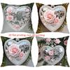 Heart-Shaped Rose Decorative Cushions 2D Flat Printed Polyester pillowcase, sofa decorative cushion cov Headboard Pillow
