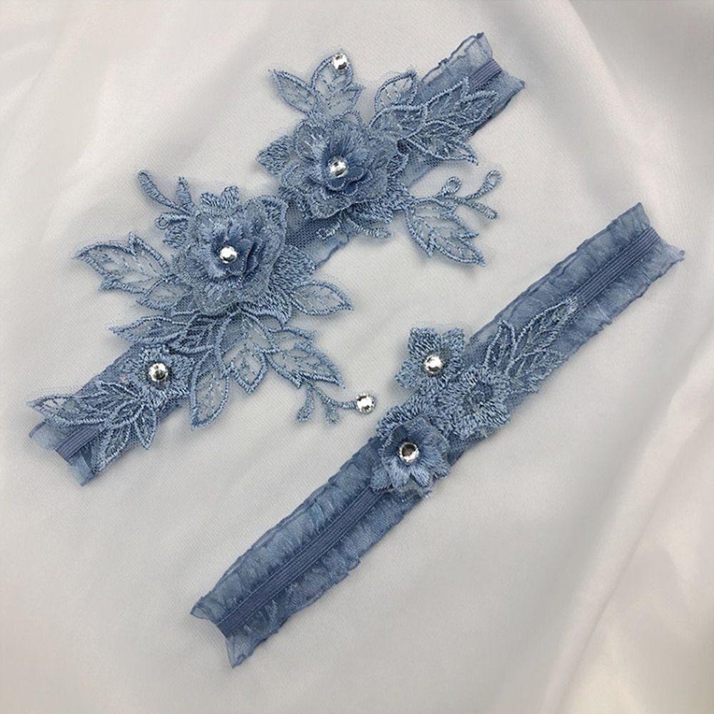 Giarrettiera da sposa con strass, cintura per coscia, gamba, anello in pizzo alla moda per donna