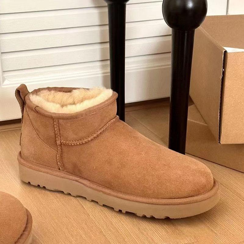 Women Winter Platform Snow Boots Warm Faux Suede Ankle Boots Thick Furry Lining Non‑Slip Short Booties For Cold Weather