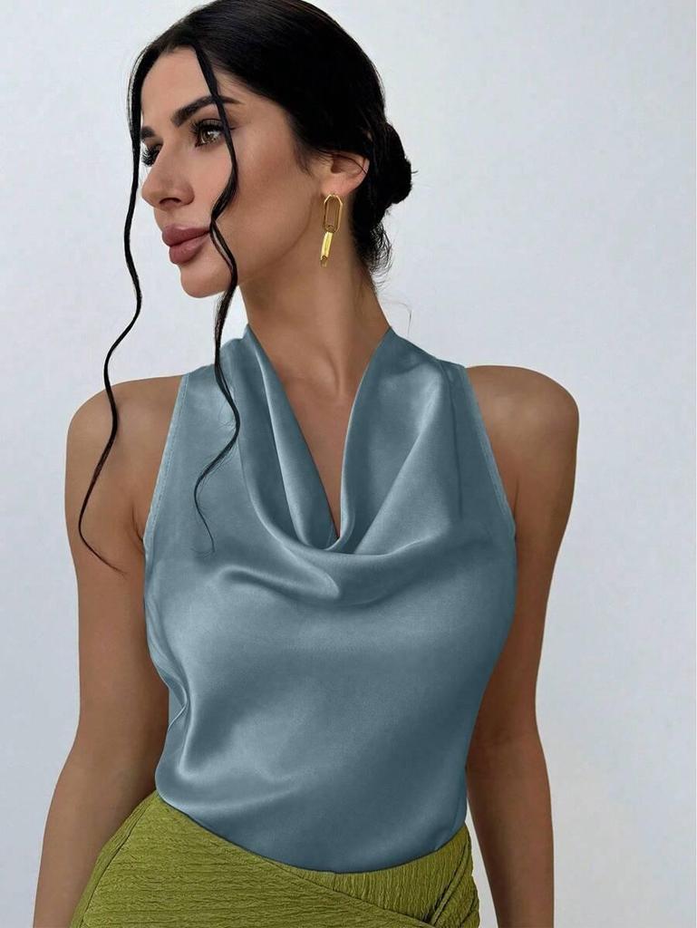 Women's Sexy Sleeveless Satin Shirt - Spring/Summer 2025 Collection