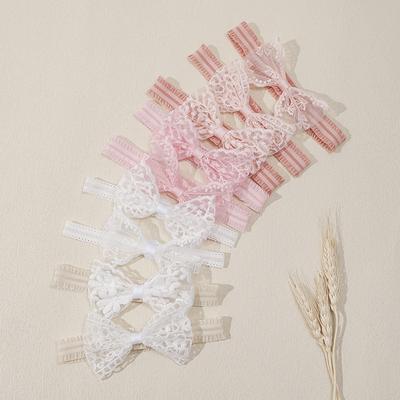 Rosa Weiß Mode Spitze Schleife Stirnband für Babymädchen Süßes Elastisches Haarband Exquisite Kinder Kopfbedeckung Foto-Requisiten Haarschmuck