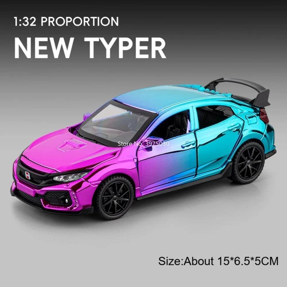 1:32 Scale GTR Honda NEW TYPER Toys Cars Models Doors Opened With Pull Back Miniature Cars Light Sound Vehicles Educational Toys