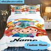 Custom Name 3PCS Cocomelon Party Celebration Bedding Set Including 1pc Duvet Cover And 2pcs Pillowcases for Bedroom, Dormitory Gift Home Decor