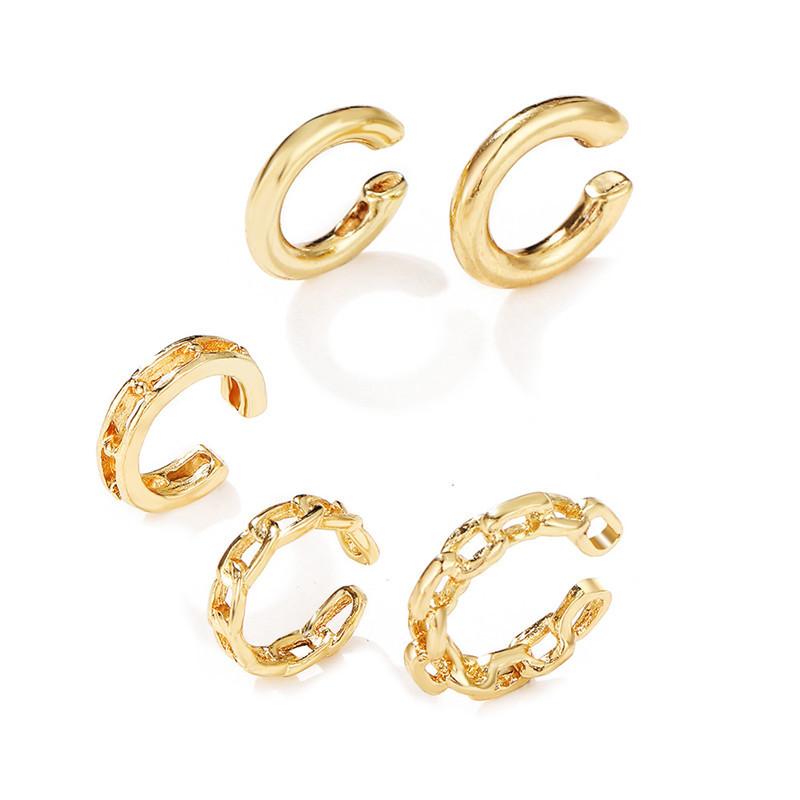 2026 New Gold Silver Color Leaves Clip Earrings for Women Fashion Ear Cuff Non-Piercing Earrings Set Trend Jewelry Gift