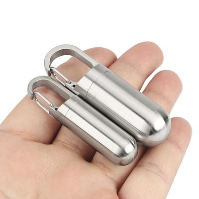 Stainless Steel Seal Bottle Canister Medicine Capsule Bottle EDC Keyring Accessories Outdoor Camping Small Tool