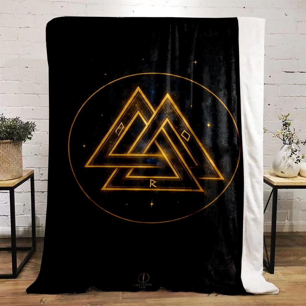 Geometric Stars Golden Triangle printed Flannel blanket for bedroom, living room, sofa, and nap