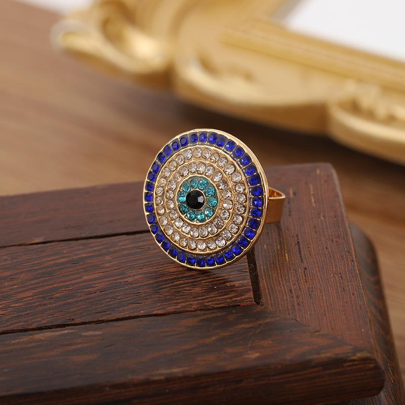 

Hot selling new style with exaggerated temperament, Devil s Eye full diamond opening ring opening adjustable
