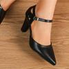 Fashion High Heel Sandals Fall New Pointed Toe Shallow Mouth One Strap Anti-Slip Wear-Resistant Block Heel Shoes