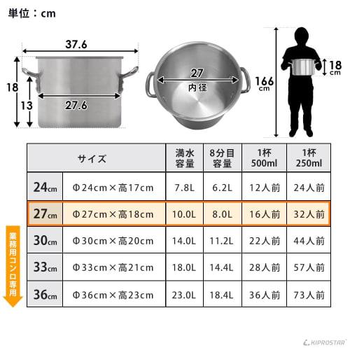 KIPROSTAR Premium Aluminum Half-Cylinder Pot with Lid, 10L Capacity, 27cm, Deep, with Handles (For Gas Stoves Only)