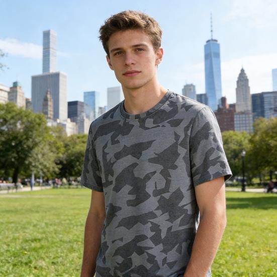 T-shirt Homme Col Rond Manches Courtes Coupe Regular T-shirt Séchage Rapide Extensible Hauts Décontractés Streetwear