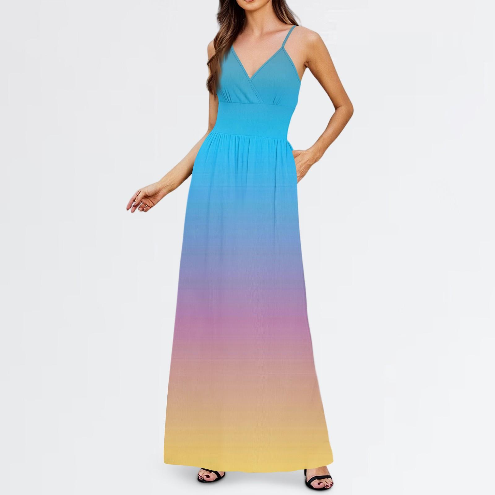 

Женское повседневное трикотажное хлопковое платье с градиентным принтом на подтяжках XXL