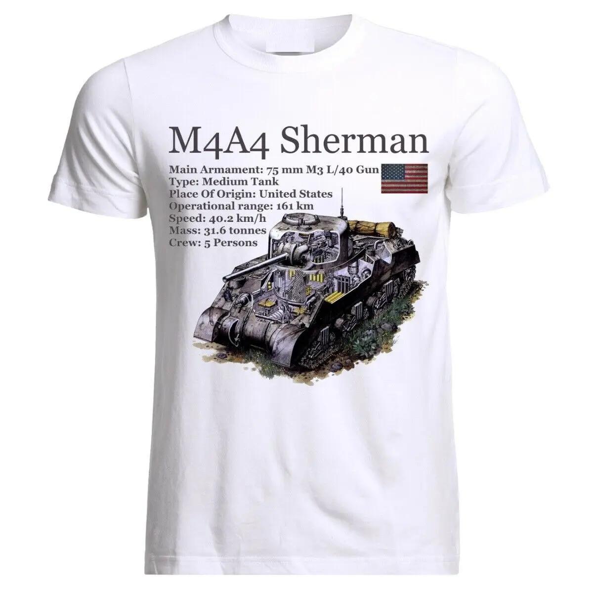 

WWII US Army M4A4 Sherman Tank Infographic TShirt New 100 Cotton ONeck Summer Short Sleeve Casual Mens Tshirt Size S3XL S
