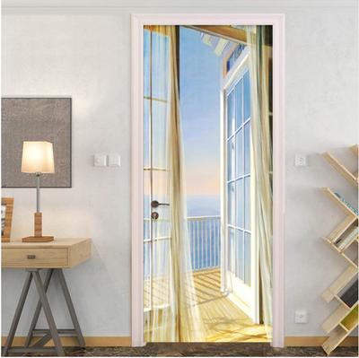 3D Door Murals Door Stickers Self-Adhesive Peel and Stick Wallpaper Wall Stickers Decoration Removable Vinyl Family DIY Wall Decal for Home