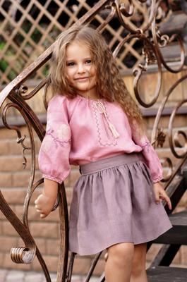 Ethnic Children's Shirt with Embroidery, Ukrainian Shirt with Embroidery, Folk Vyshyvanka for Girls, Vyshyvanka, Vyshyvanka Made of Natural Linen