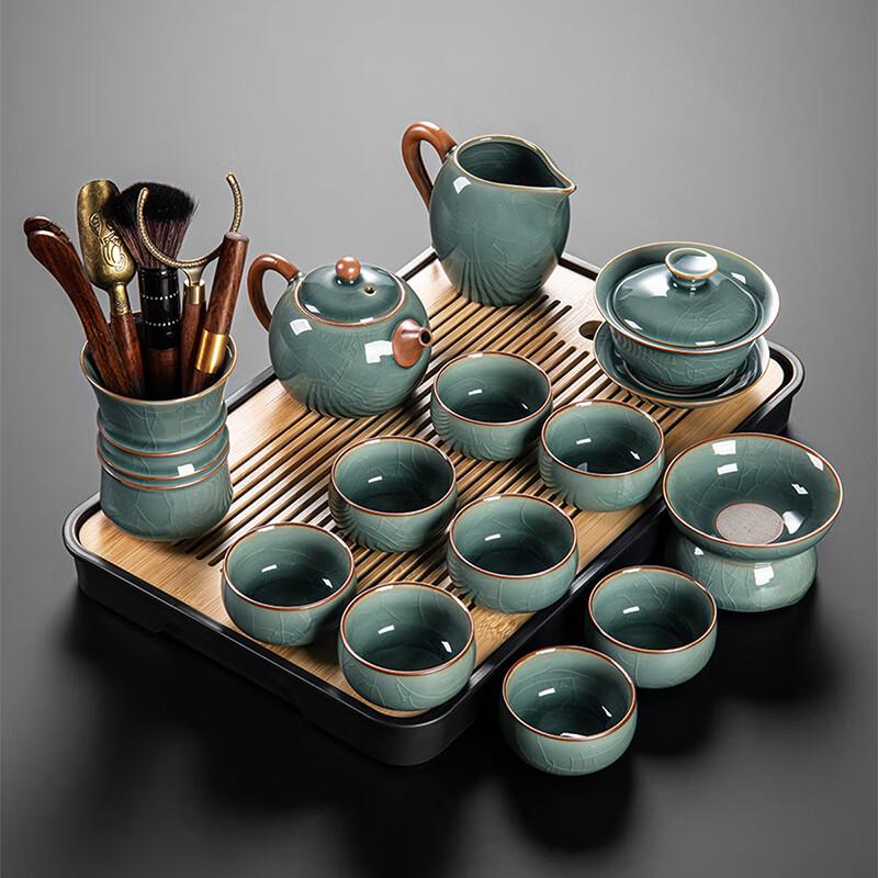 Ge Kiln Chinese Gongfu Tea Set with Xishi Pot & 8 Cups