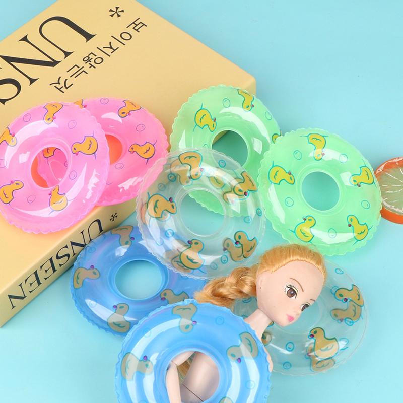 2Pcs Dollhouse Miniature Swimming Ring Cute Duck Summer Bathing Float Lifebelt Toy Living Scene Decor