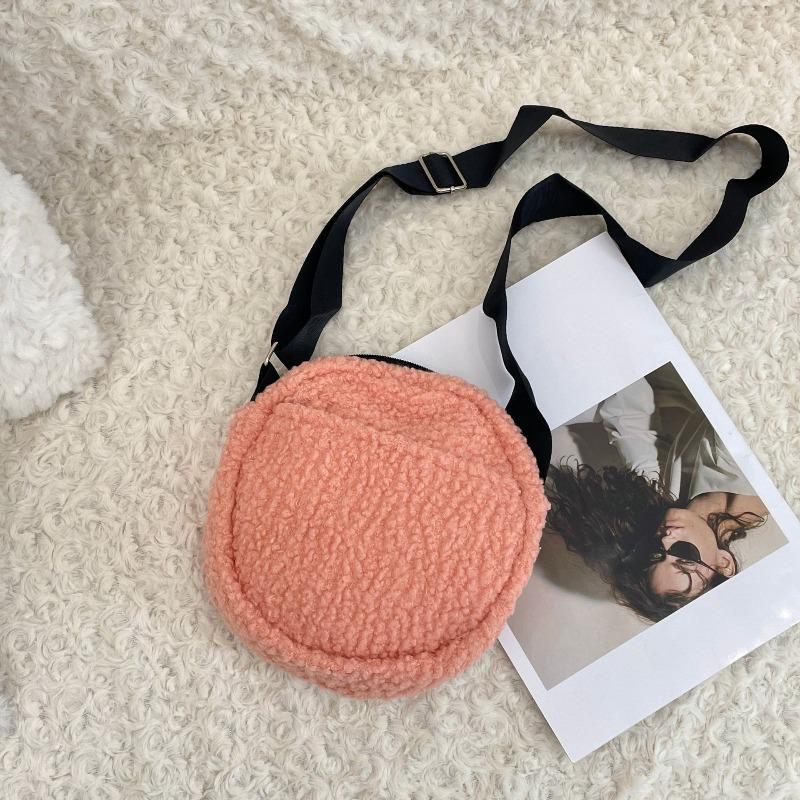 1 niche lamb wool bag fashion shoulder canvas bag breast bag shoulder strap adjustable messenger casual bag