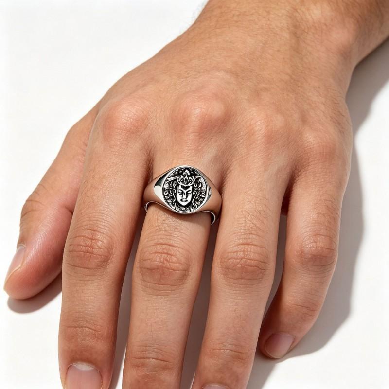 Adjustable Vintage Buddha Face Ring In Copper Ethnic Tibetan Style Unisex Finger Men Women