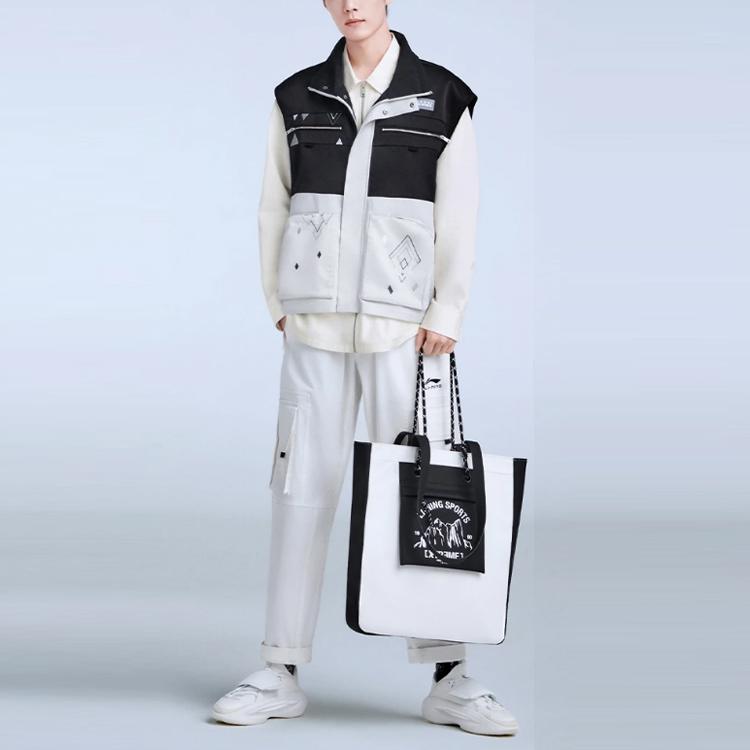 Li Ning Embroidered Loose Casual Zip Long Sleeve Shirt Men Shirts White ASHS021-1