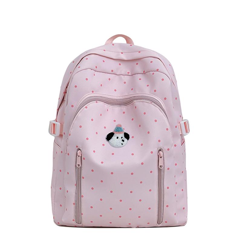 Dot Print Girls Backpack Junior High School Student Lightweight Schoolbag