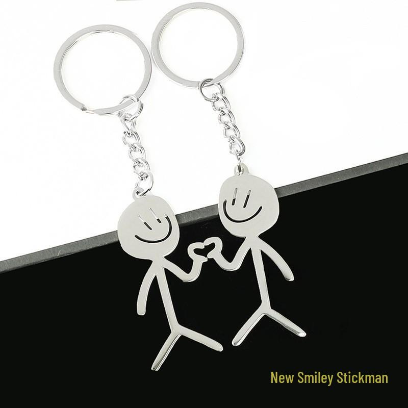 Ekskluzywne Stal nierdzewna Graffiti Postać z patyków Para Breloki Wisiorki, Duży Rozmiar