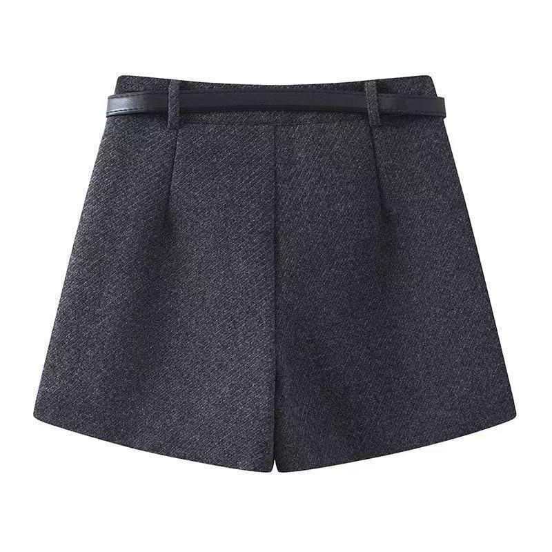 2025 Women's High-Waisted Three-Quarter Bootcut Shorts, Slimming, Versatile, Dark Gray/Black, Loose Fit