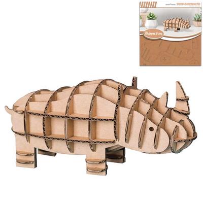 [Q9226] - 3D Cardboard Figurine 'Rhinoceros' - Boards 16. 5x17. 5cm
