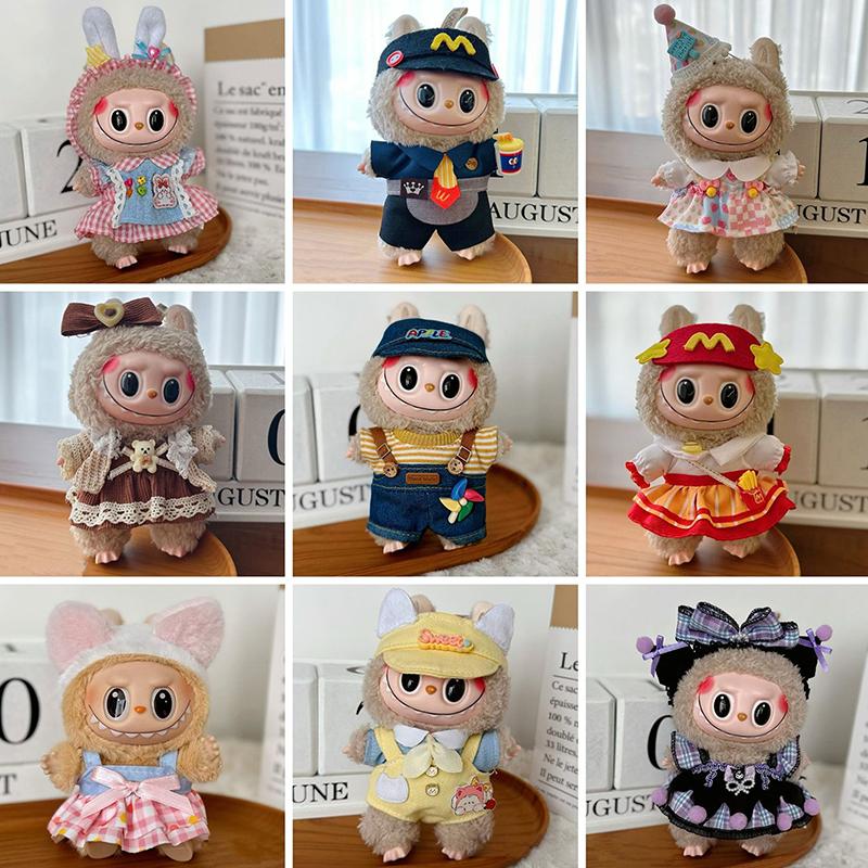 For 17Cm Labubu V2 V1 Doll Dress Clothes Outfit Accessories Idol Doll Clothing for Kid Gift Labubu Pendant Clothes