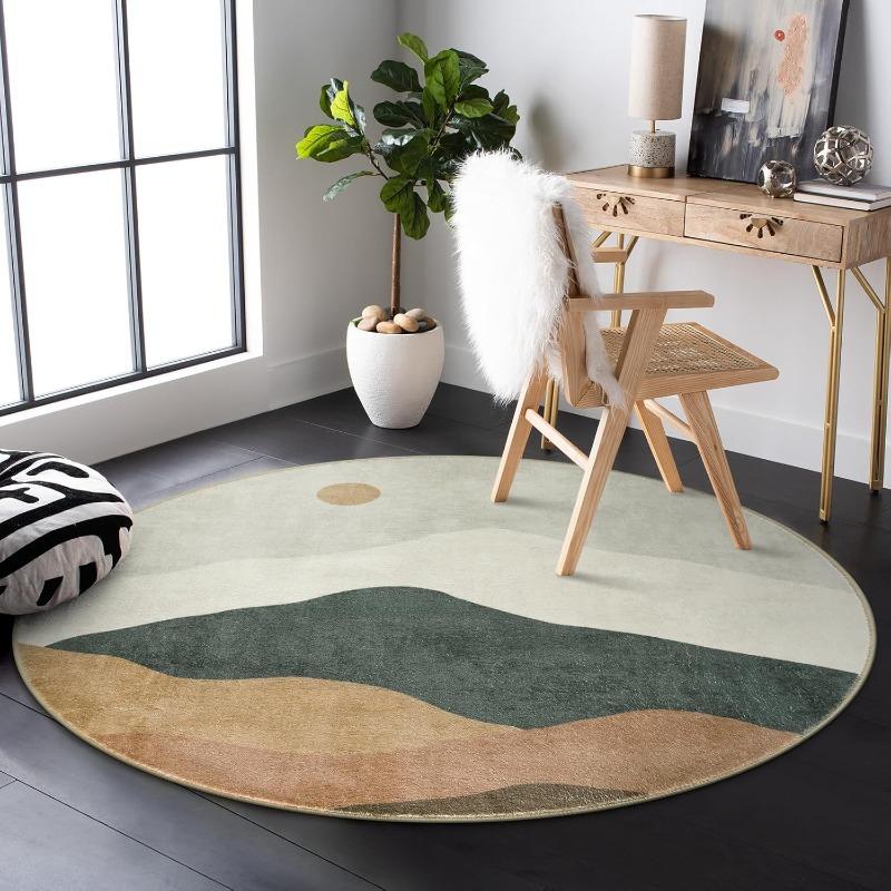 Tappeto Grande Rotondo Geometrico Paesaggio Tappeto per Zona Verde Strati di Montagna Soggiorno Camera da Letto Tappeto Arredo Moderno Decorazione Casa