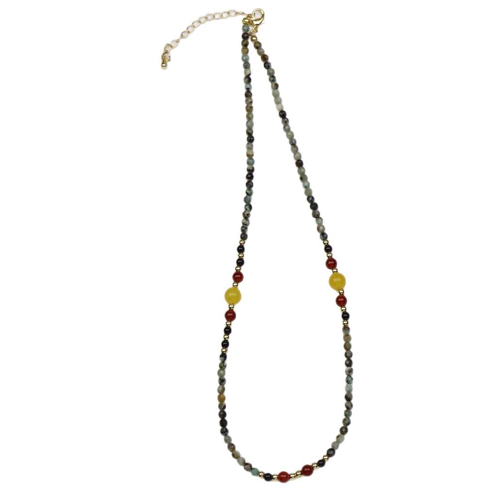 Chinese Minimalist Colorful Beads & Natural Stone Clavicle Chain for Women