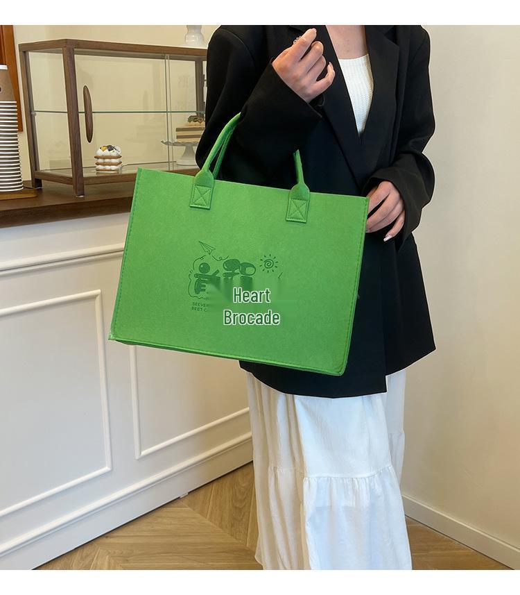 Eco-Friendly Logo Print Large Capacity Felt Tote Bag with Pattern