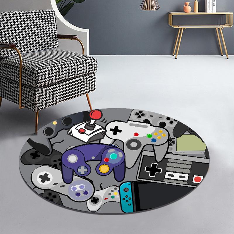 Okrągły kolorowy dywanik do gier, antypoślizgowy, do salonu, do pokoju e-sportowego, dywanik wejściowy nadający się do prania w pralce