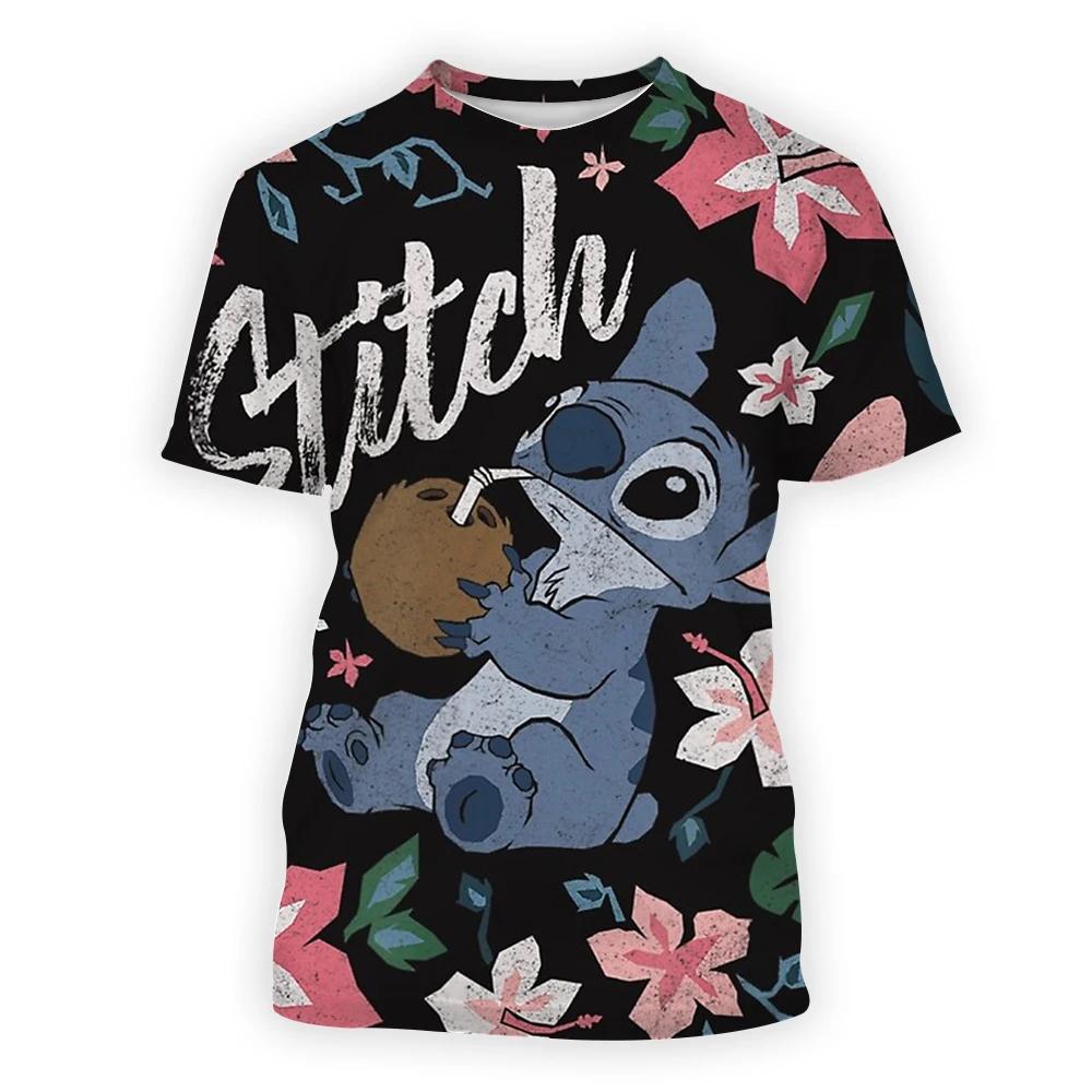 2024 Disney Anime Lilo Stitch 3D potisk Tričko Dětské Topy Tričko Dámské Pánské Unisex Letní Krátký Rukáv Trička