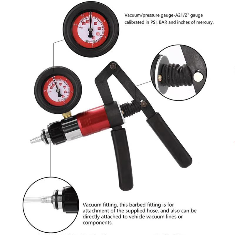 21pcs Hand Held Vacuum Pump Tester Set Vacuum Gauge and Brake Bleeder Kit for Automotive  Auto Diagnostic-tool