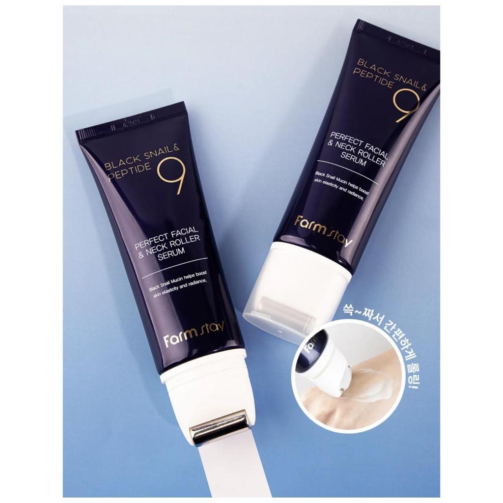 [Farmstay] Black Snail & Peptide 9 Perfect Facial & Neck Roller Serum 100ml