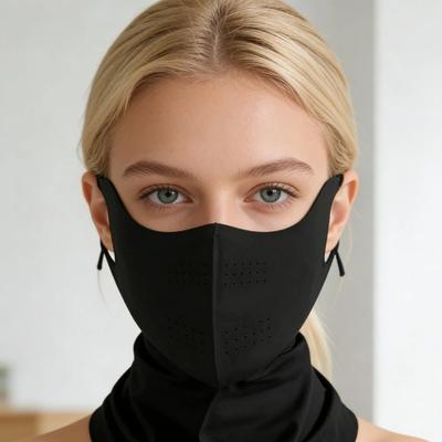 Masque facial respirant d'été en soie glacée anti-UV, réutilisable et lavable pour le sport, le cyclisme, la course à pied