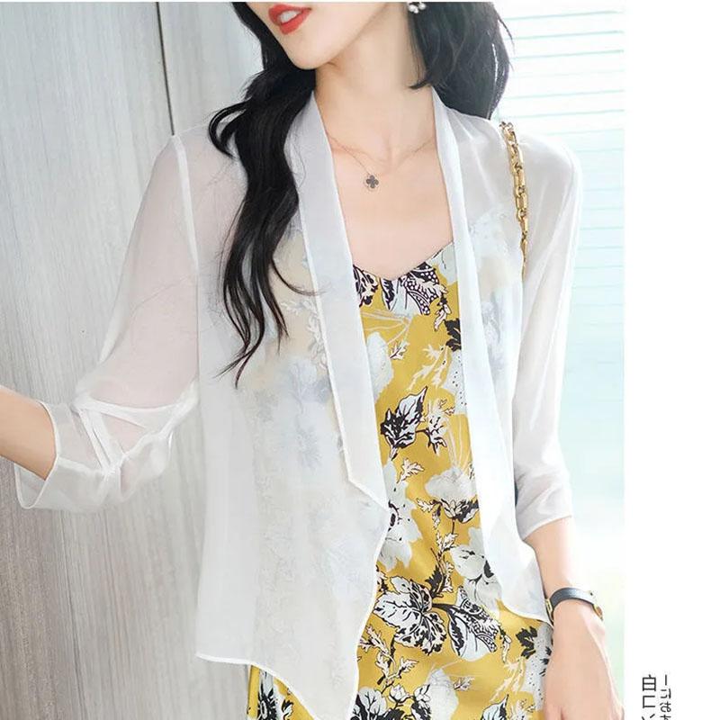 Sciarpa di Chiffon Cappotto Donna estate Sottile Lento Cardigan Top Signora Selvaggio Corto Femminile Protezione Solare Abbigliamento Giacca