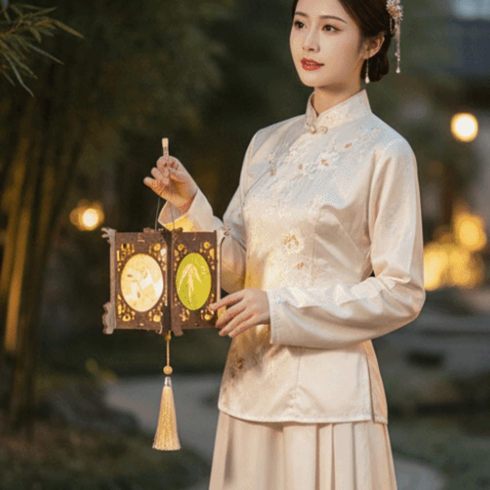 Traditional Retro Lantern DIY Handmade Mid Autumn Craft Wooden Lamp Kit  Night