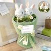 1PC Hand Bouquet Hand Knit Doll Eve Plush Creative Bouquet Rabbit Eating Grass