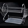 Kitchen 2-Tier Dish Drying Rack Drainer Holder Plates Cup Tableware Bowl Shelf Basket