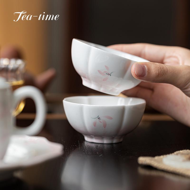 Handbemalte Rosa Orchidee Teetasse Handgefertigt Sechsblättrig Porzellan Teetasse Keramiktassen Teetassen Zubehör Schöne Schüsselhersteller Chinesisch