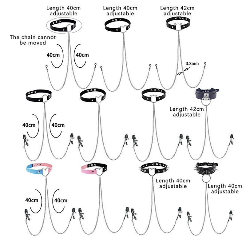 1Pc Nipple Ring With Choker Necklace Punk Style Long Chain Nipple Barbell Piercing Jewelry