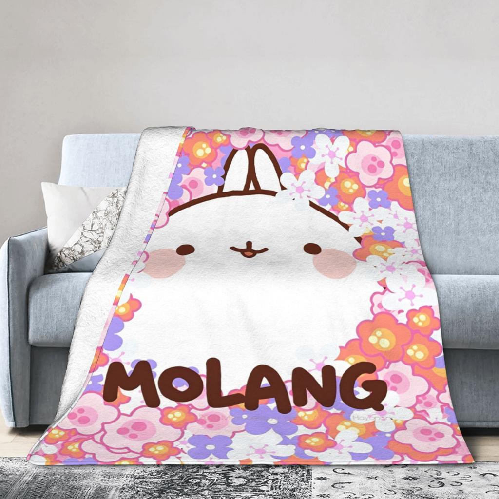 Cute Anime M-Molangs Blankets Coral Fleece Plush Winter Breathable Ultra-Soft Throw Blankets for Sofa Outdoor Bedding Throws