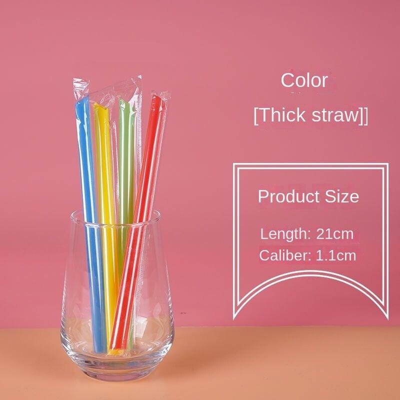 100Pcs Disposable Plastic Straws Juice Drinks Milk Tea Bubble Tea Drinking Wide Independent Packaging Drinking Straw
