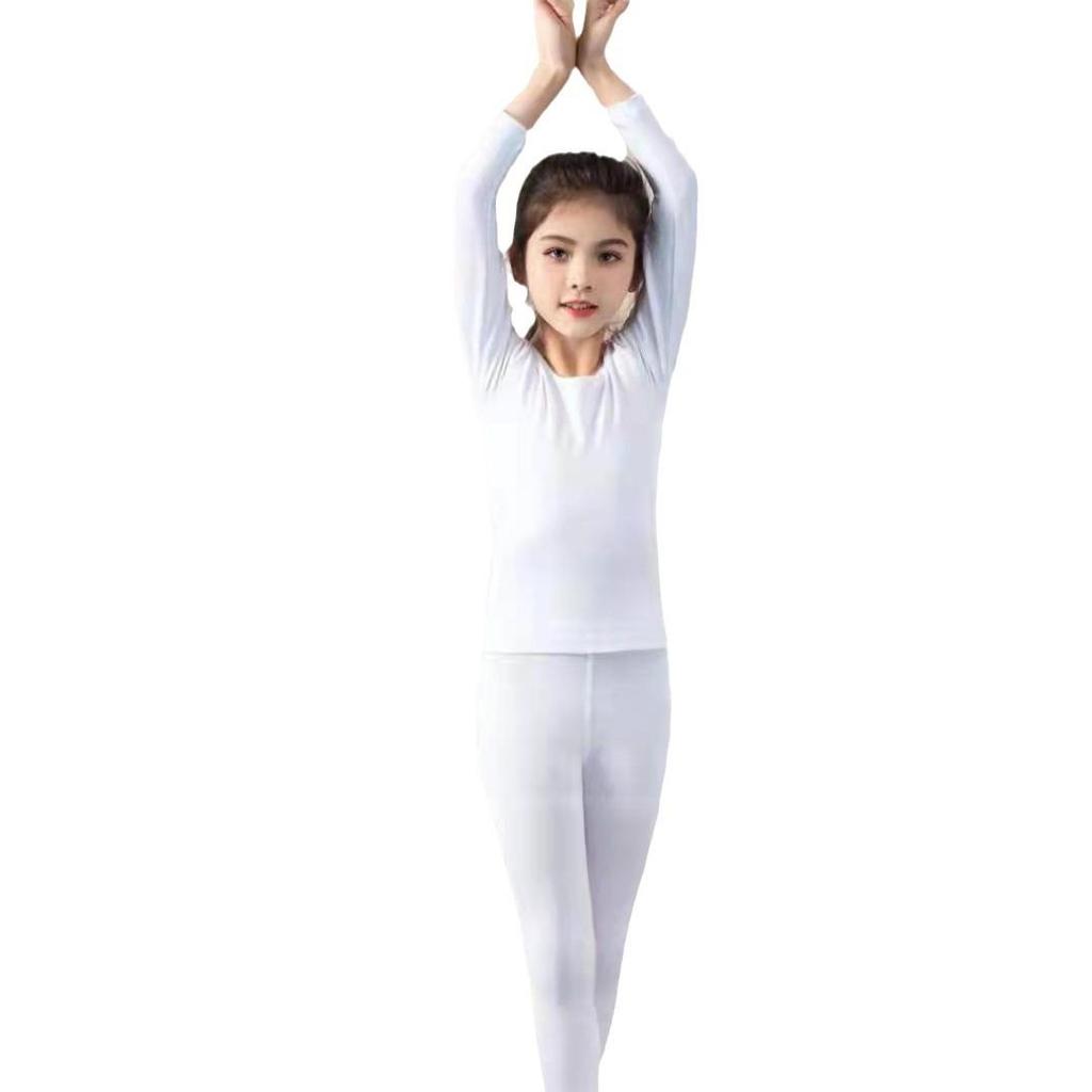 Women's Nude Fleece Ballet Base Layer Set for Autumn/Winter - Invisible Practice Wear for Children