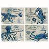 1pc Vintage Ocean Style Encrypted Linen Placemat, Summer Style Seahorse/Starfish/Seashell/Conch Table Mat, Tabletop Protection
