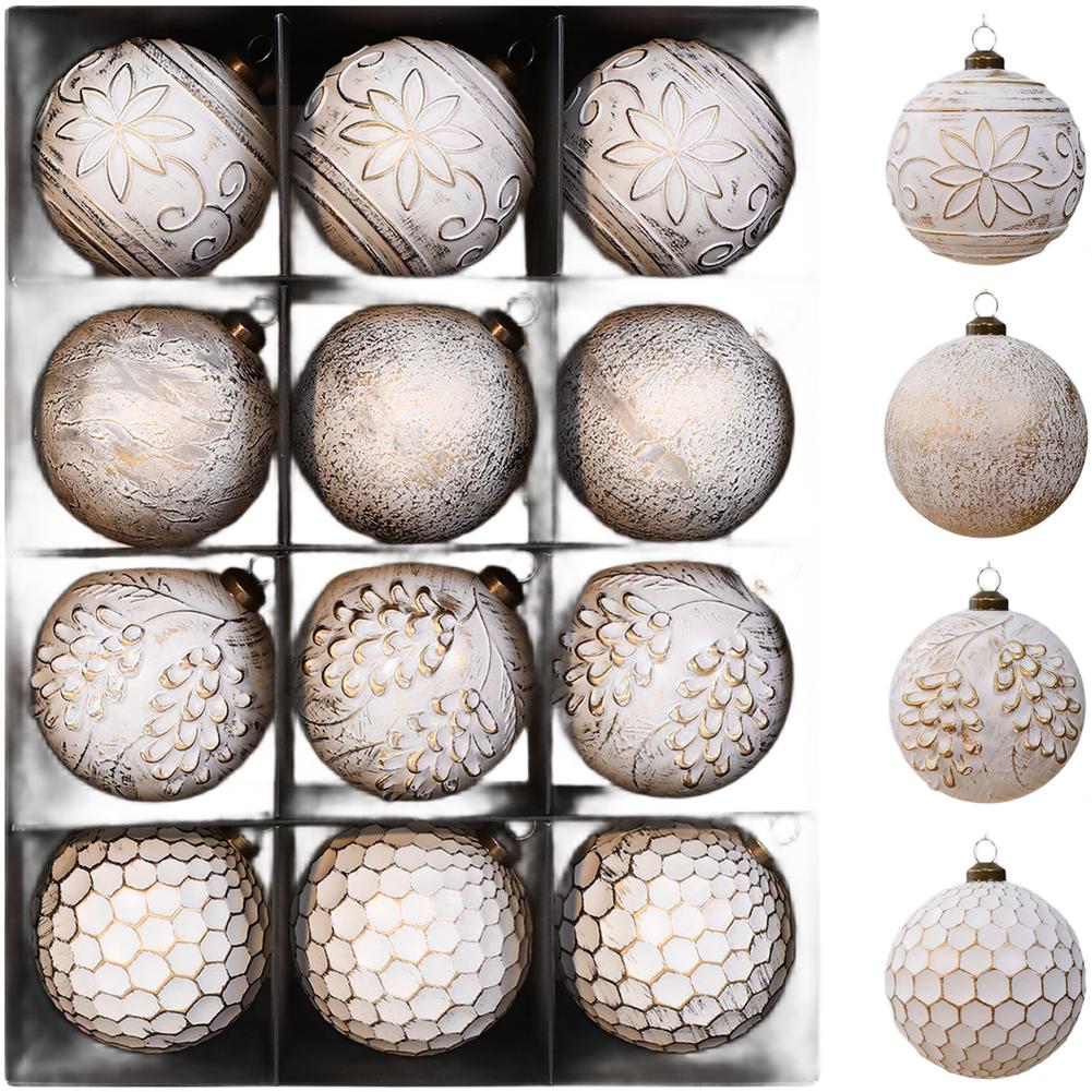 Handcrafted Vintage Style Christmas Ball Ornaments Set of 12 Plastic Balls Designed for Festive Tree and Home Decoration