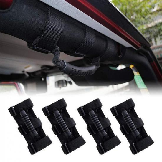 Black Ultimated Roll Bar Grab Handles Set of 4pcs Fits Jeep Wrangler YJ TJ JK JL